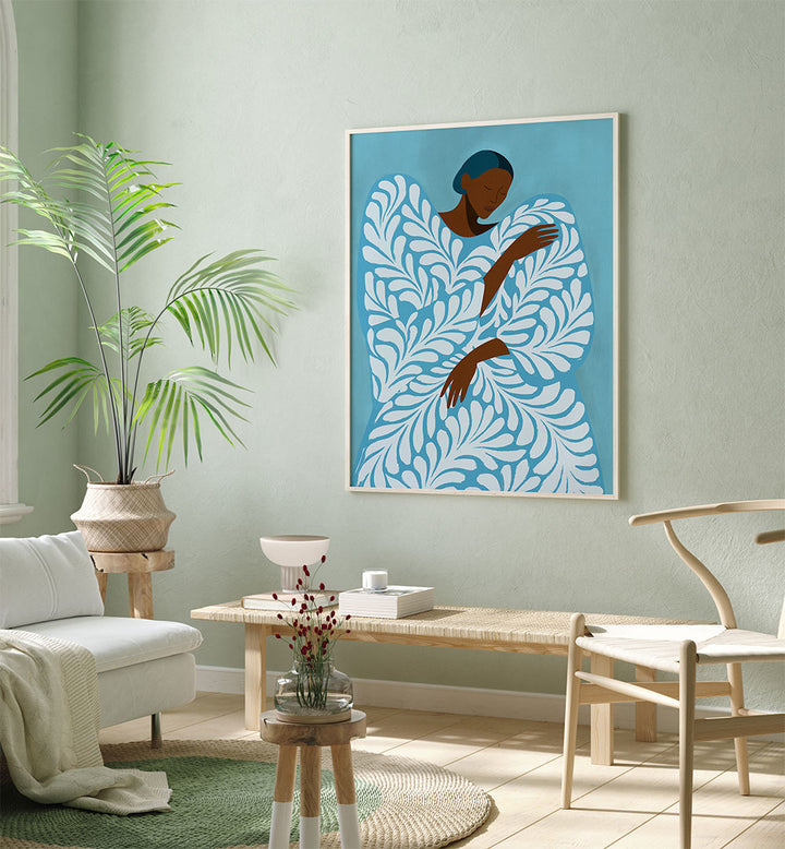 SERENE WOMAN BLUE PATTERN
