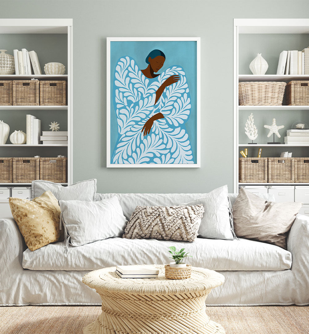 SERENE WOMAN BLUE PATTERN