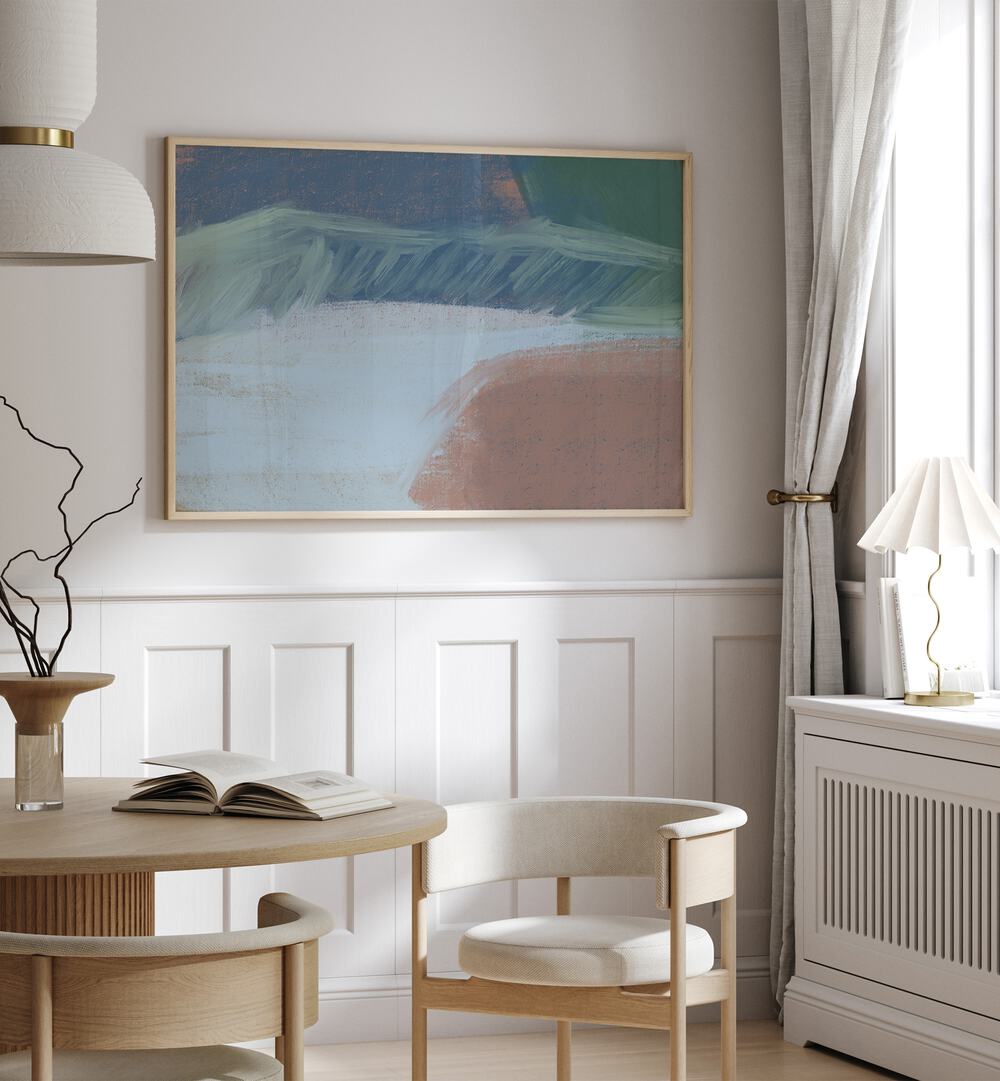 Serene Fields Abstract artwork enhances any space, showcasing beautiful hues in this abstract painting.