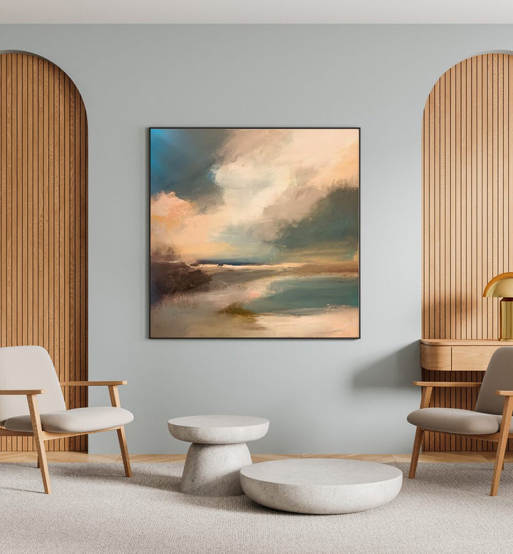 Elevate your decor with SERENE SEASCAPE DYNAMIC SKY, LANDSCAPE PAINTINGS, showcasing tranquility in vibrant hues.