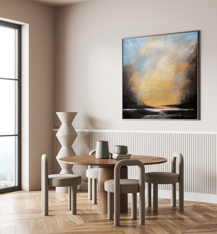 Capture tranquility with the SUNSET TRANQUIL HORIZON, LANDSCAPE PAINTINGS, enhancing any modern home decor.