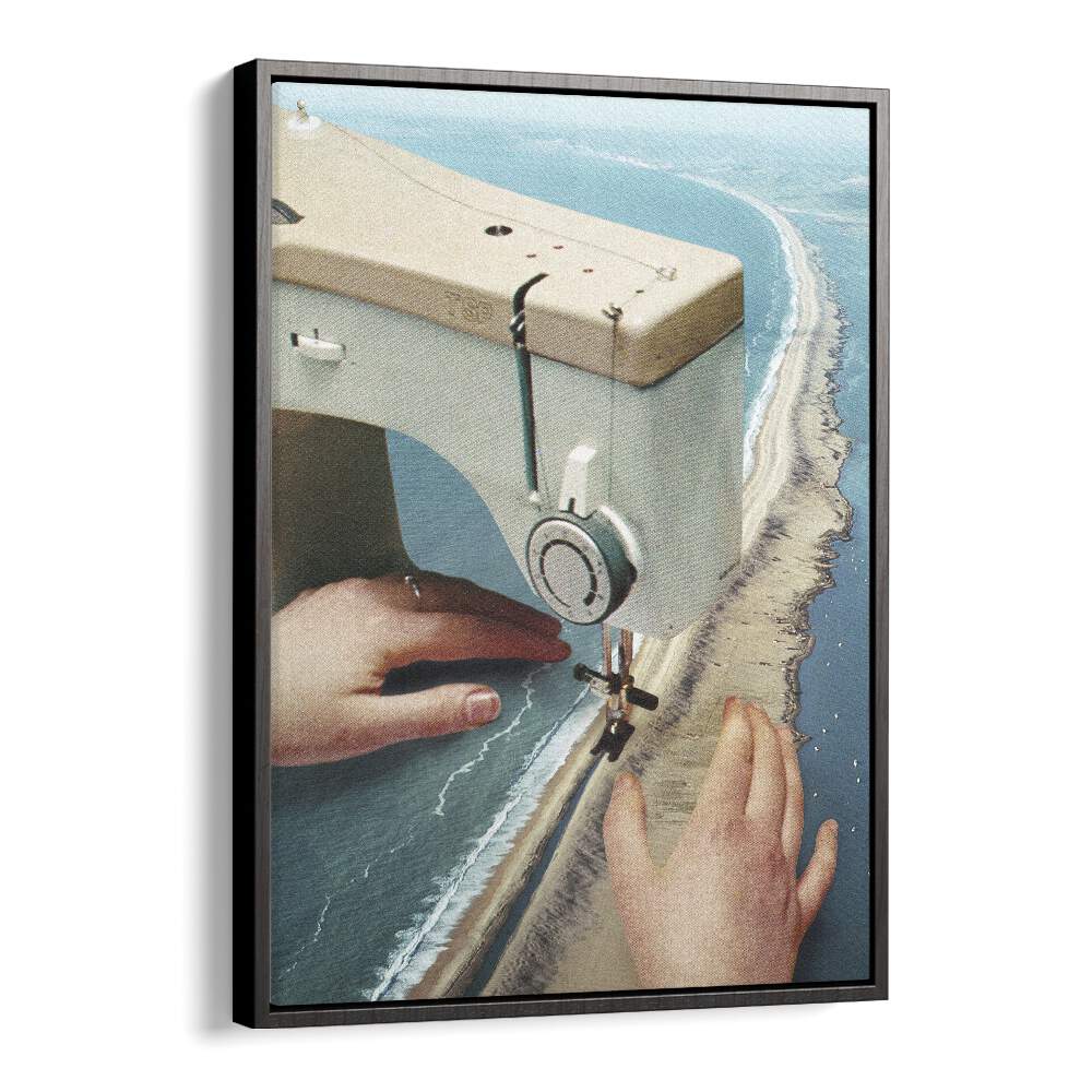 Sewing Machine Surreal Painting  Artwork  in Black Floater Frame
