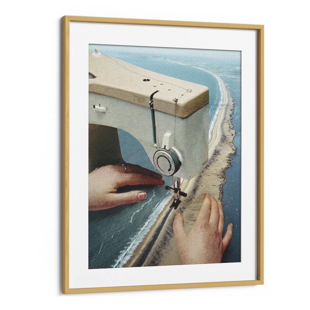 Sewing Machine  Surreal Painting  Artwork in Oak Wood Frame With Mount