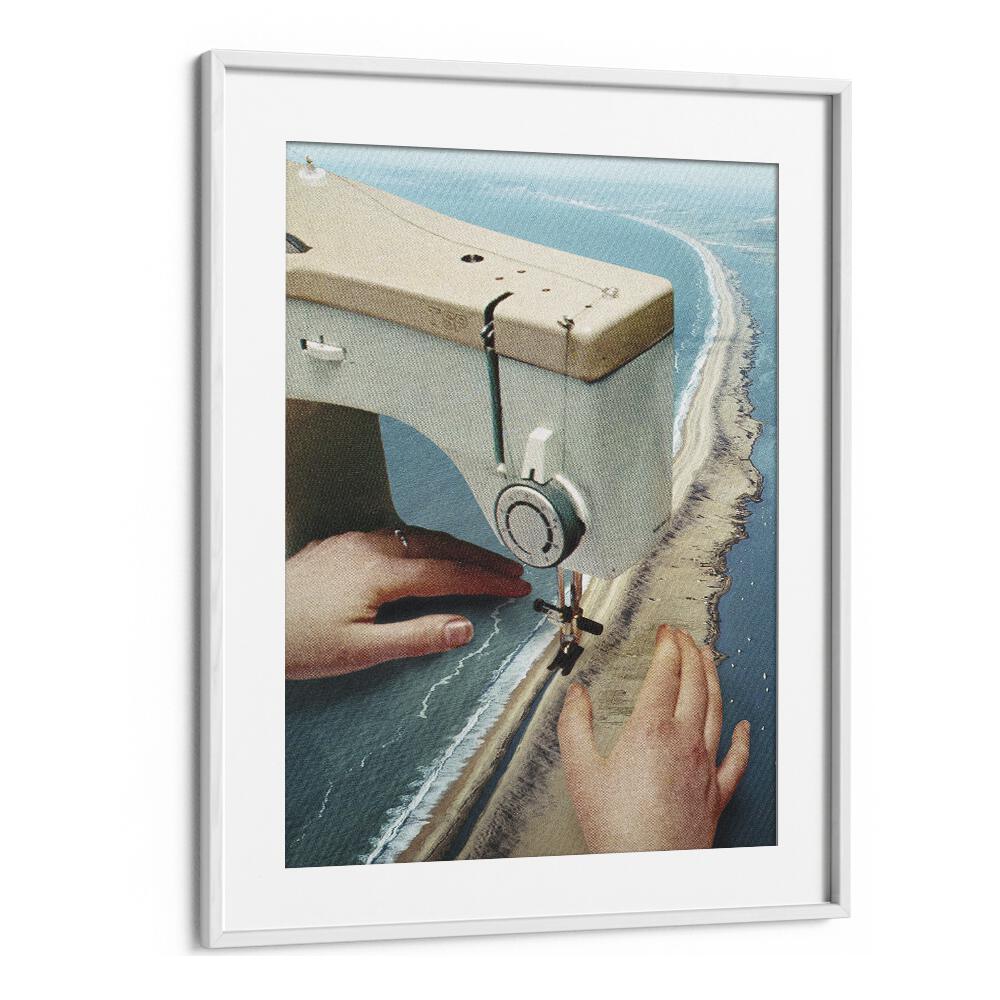 Sewing Machine Surreal Painting Artwork  in White frame With Mount