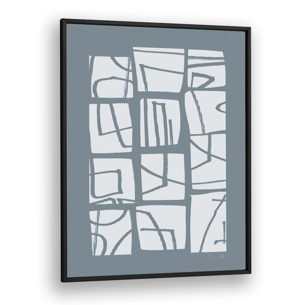 Shapes And Lines By Dan Hob day Abstract Art Artwork in Black Plain Frame
