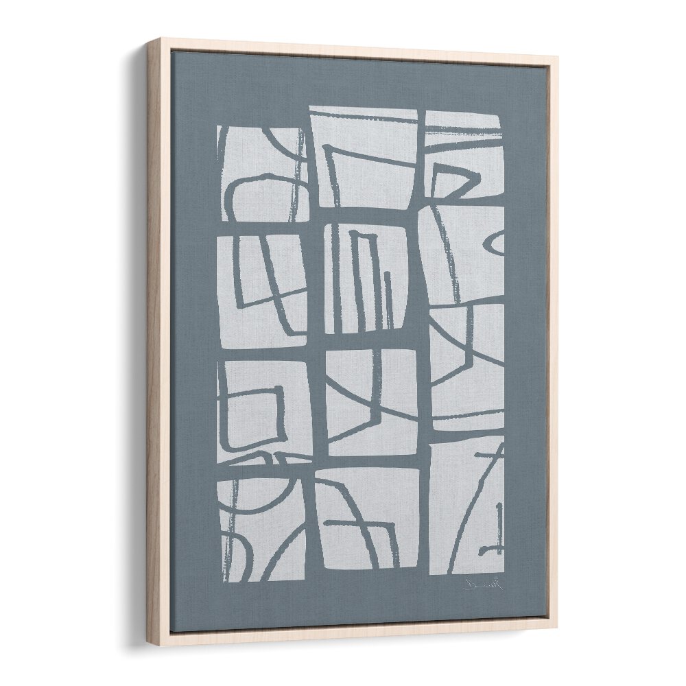 Shapes And Lines By Dan Hob day Abstract ArtArtwork in Oak Wood Floater Frame