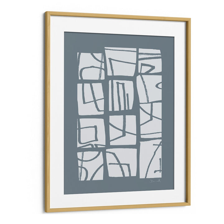 Shapes And Lines By Dan Hob day Abstract Art Artwork in Oak Wood Frame With Mount