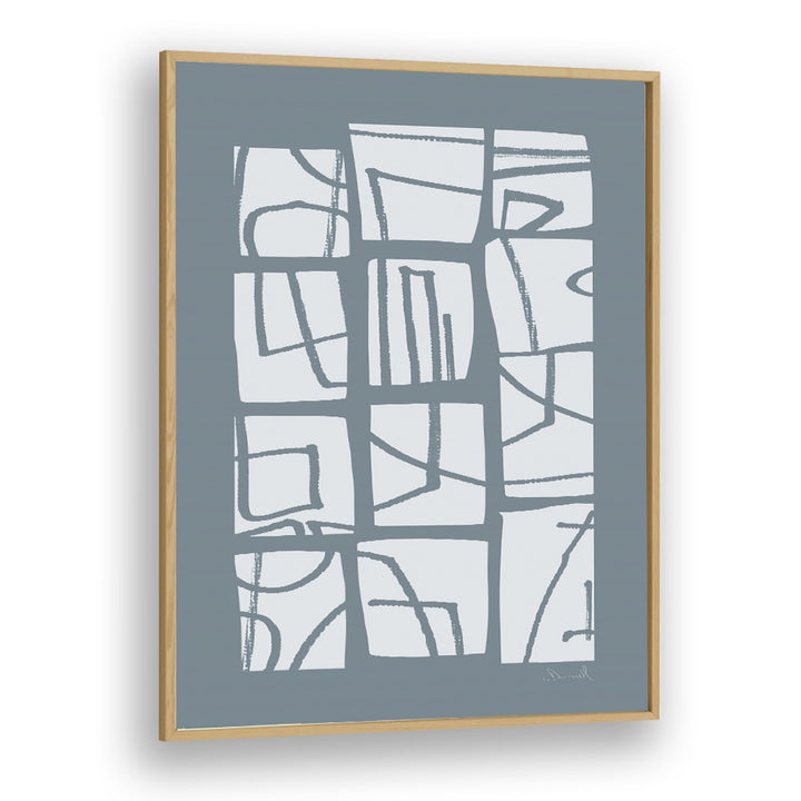 Shapes And Lines By Dan Hob day Abstract Art Artwork in Oak Wood Plain Frame
