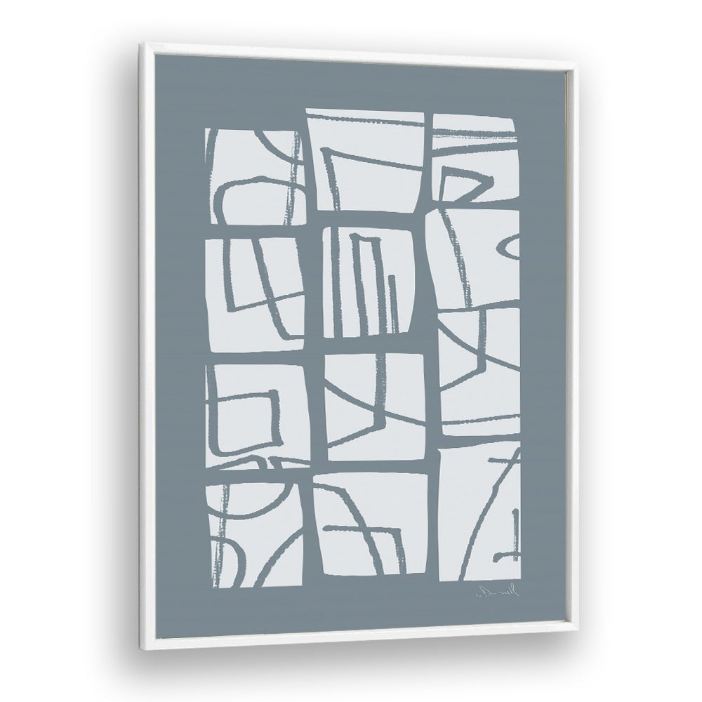 Shapes And Lines By Dan Hob day Abstract ArtArtwork in White Plain Frame