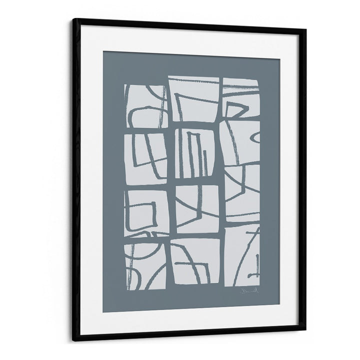 Shapes And Lines By Dan Hob day Abstract Art Artwork in Black Frame With Mount
