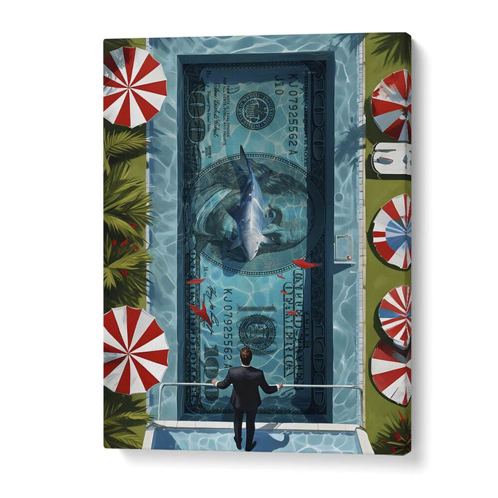 Shark Pool Money Art Artwork in Gallery Wrap