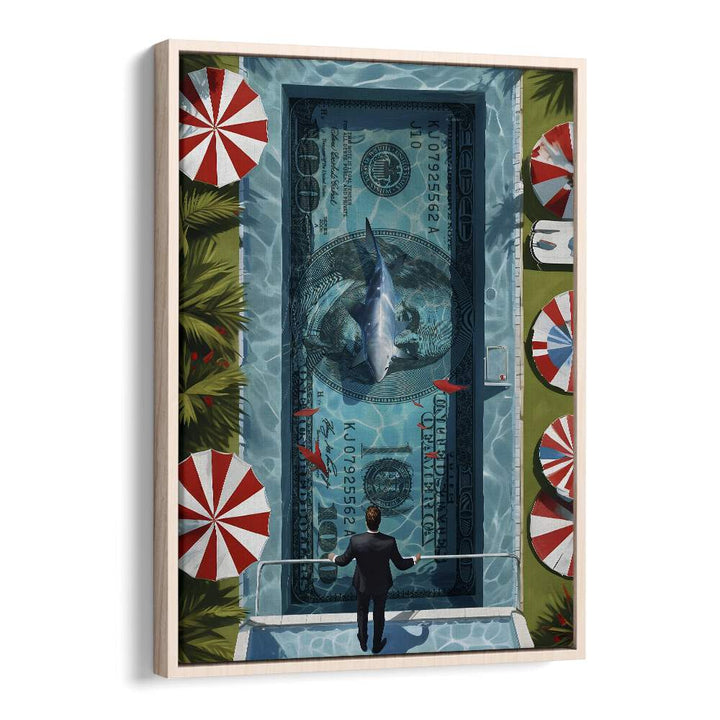 Time is Money Money Art Artwork in Oak Wood Floater Frame