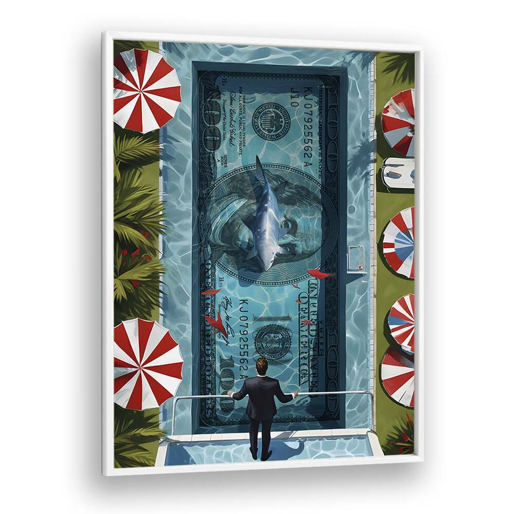 Time is Money Money Art Artwork in White Plain Frame