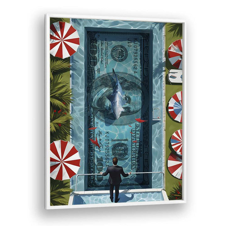 Time is Money Money Art Artwork in White Plain Frame