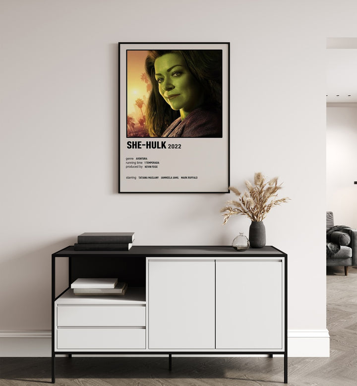 SHE-HULK 2022 MOVIE POSTERS in Black Plain Frame hanging on wall above study table