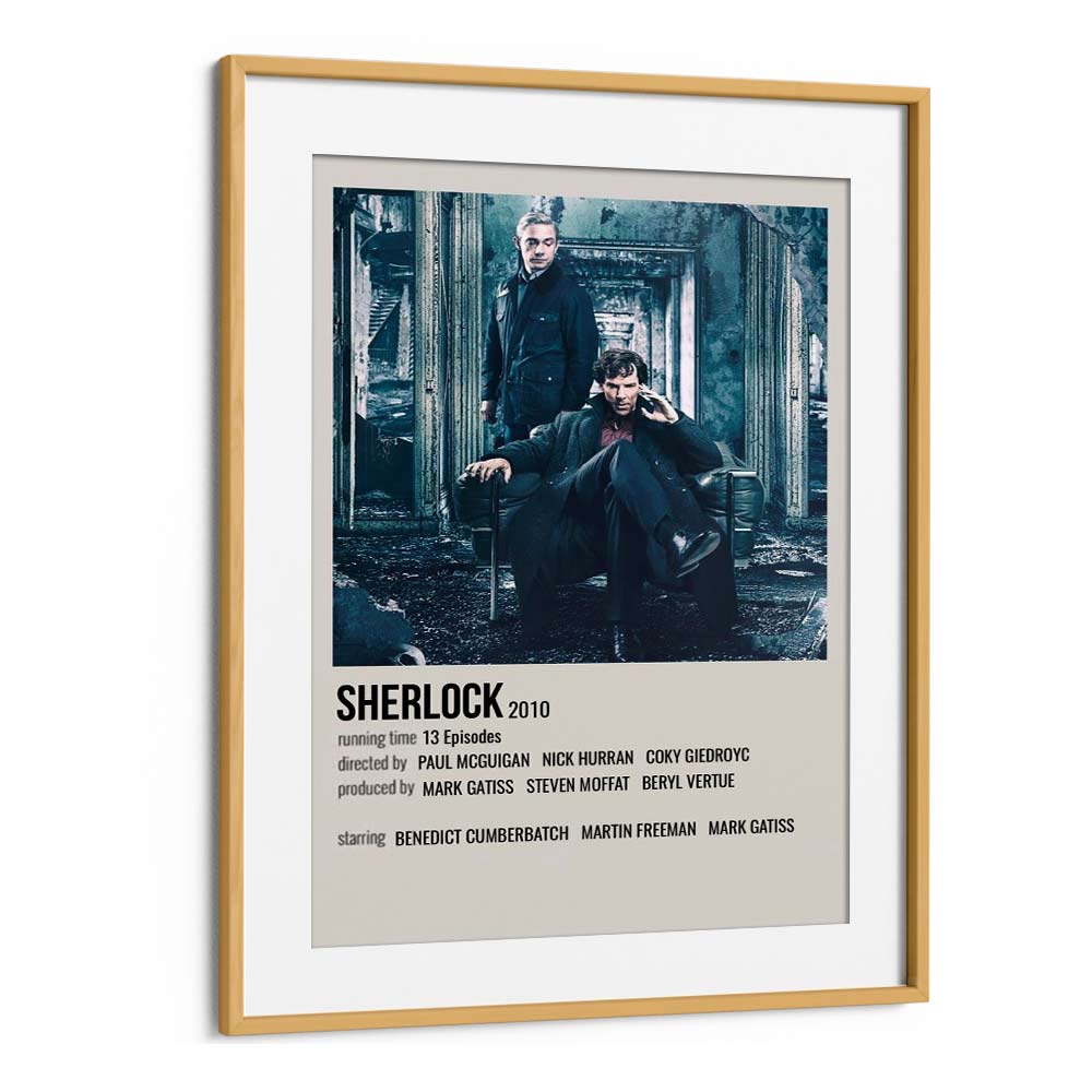 SHERLOCK 2010 MOVIE POSTERS in Oak Wood Frame With Mount