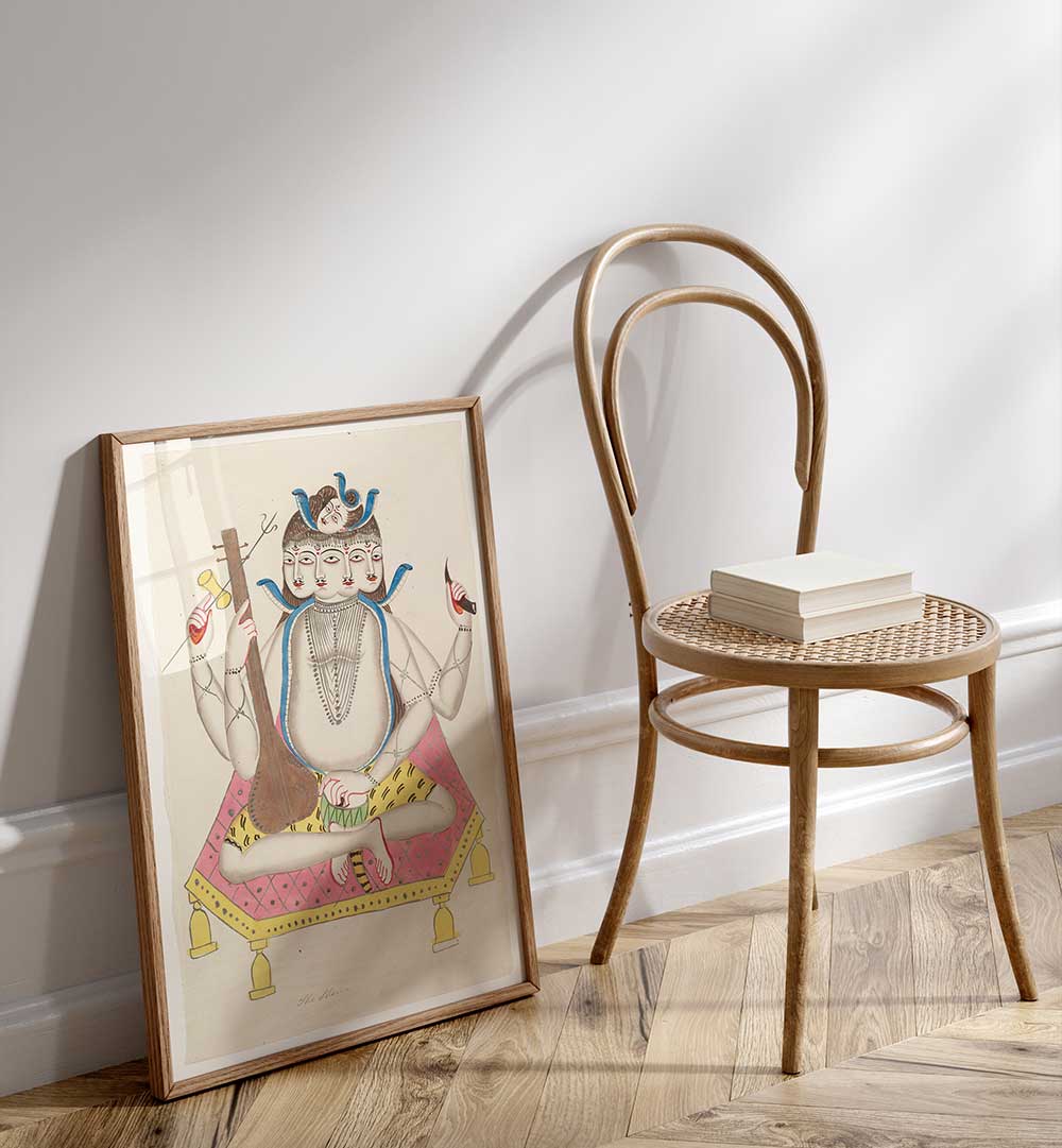 SHIVA DURING 19TH CENTURY PAINTING , INDIAN ART PAINTINGS