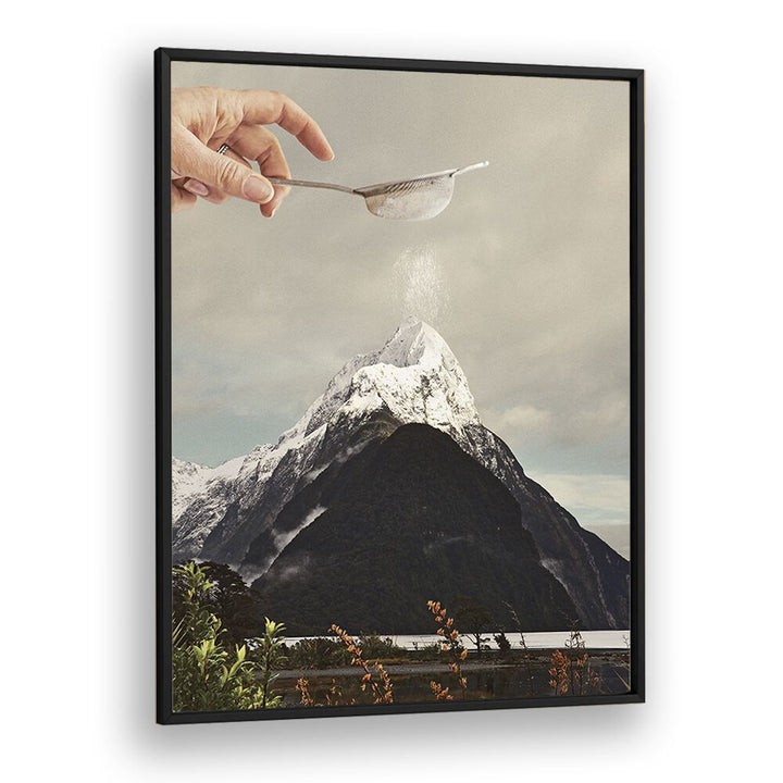 Sifted Summit M P Surreal art Artwork in Black Plain Frame
