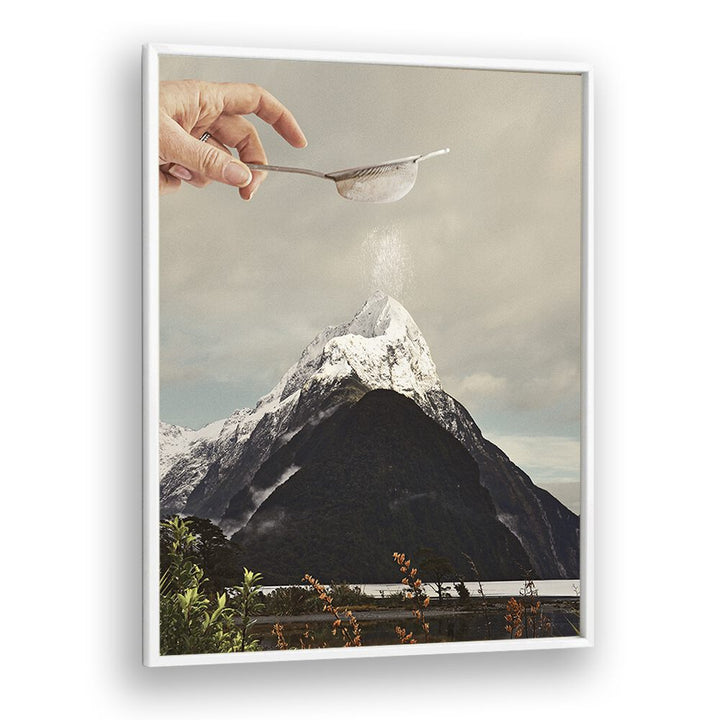 Sifted Summit M P Surreal art Artwork in White Plain Frame
