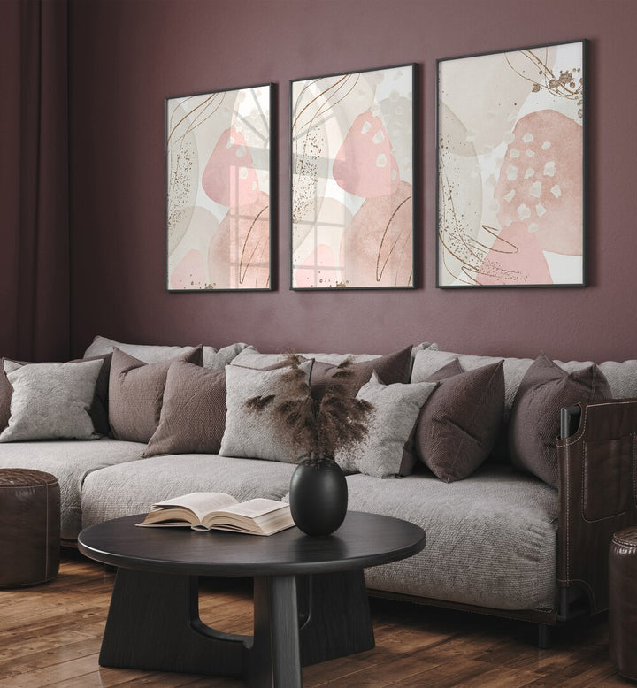 Elevate your decor with the SILK IN PINK SET, SET OF 3 PAINTINGS, showcasing elegance and sophistication.