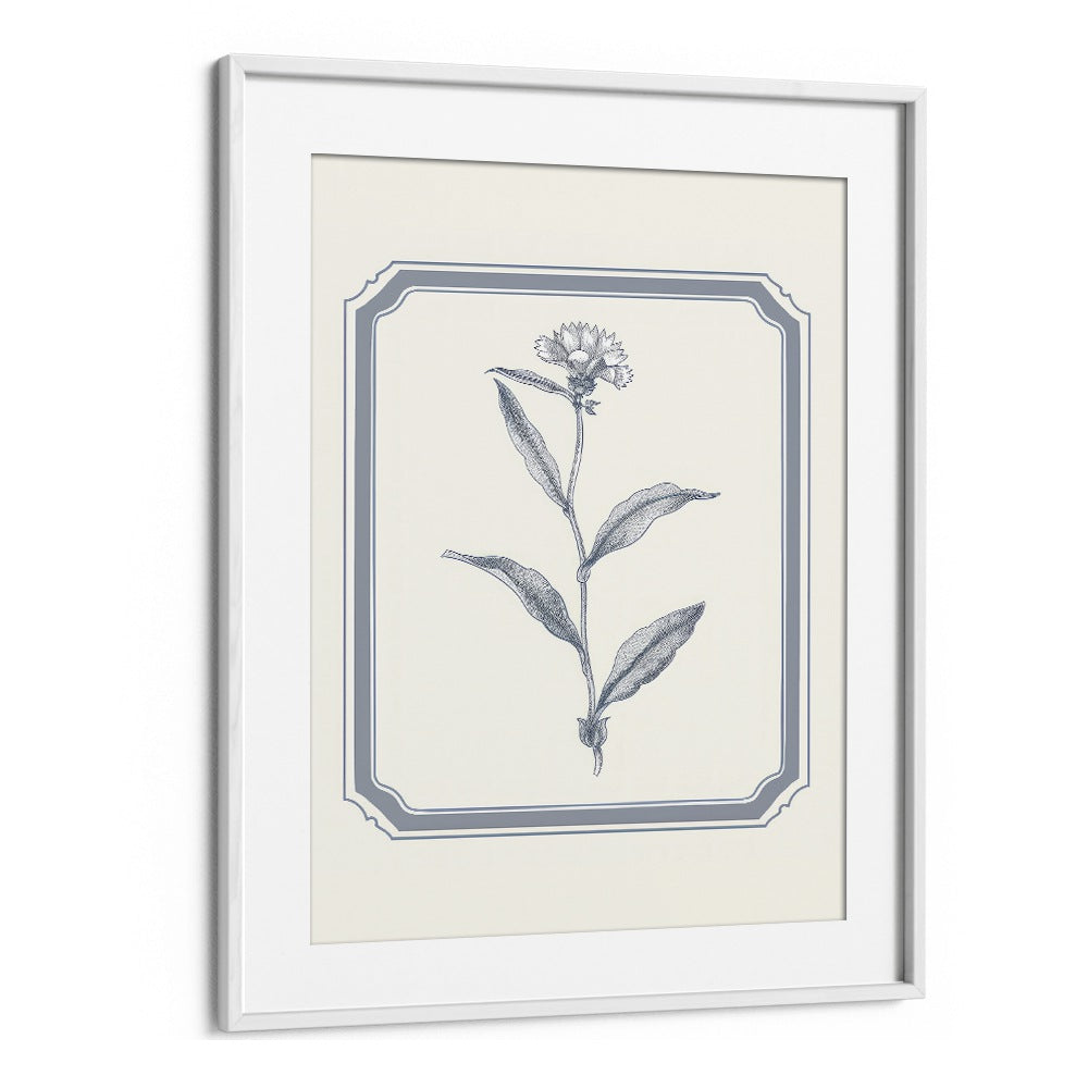 Silver Petal Serenity Kids art painting Artwork in White Floater Frame
