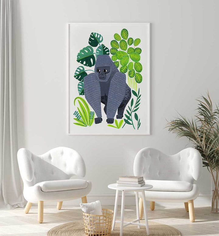 Brighten your child's space with SILVERBACK GORILLA, KIDS ROOM PAINTINGS, featuring vibrant art for imaginative adventures.