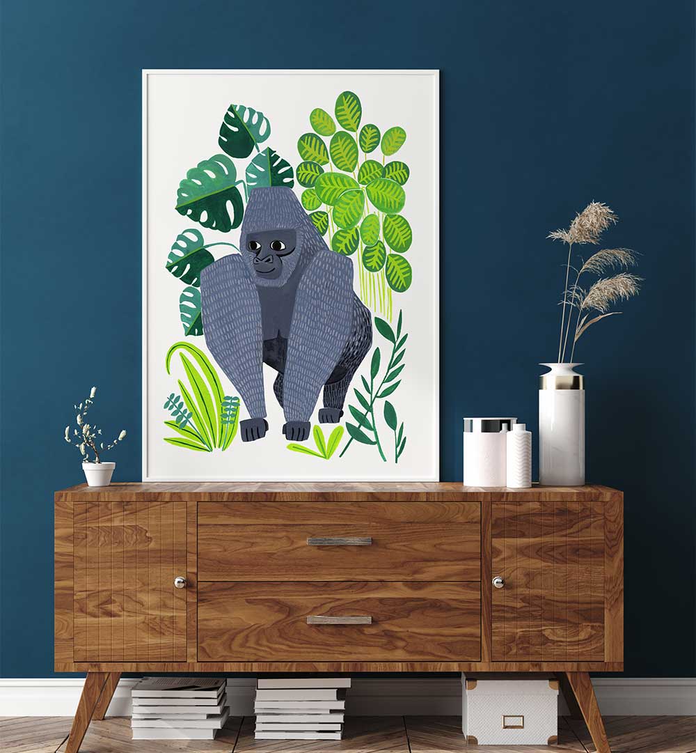 Add a playful touch to your child's space with SILVERBACK GORILLA, KIDS ROOM PAINTINGS featuring vibrant jungle art.