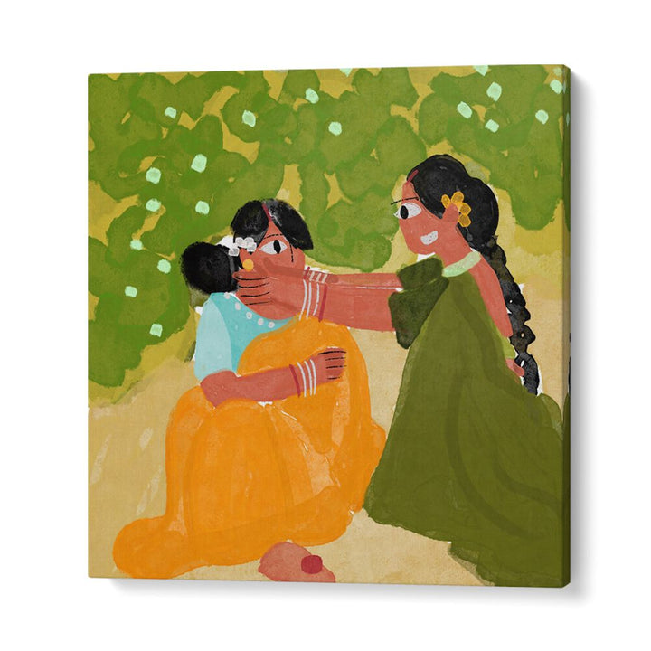 Sister's Bond By Shreya Roy Chowdary, Indian Art Paintings Artwork in Gallery Wrap
