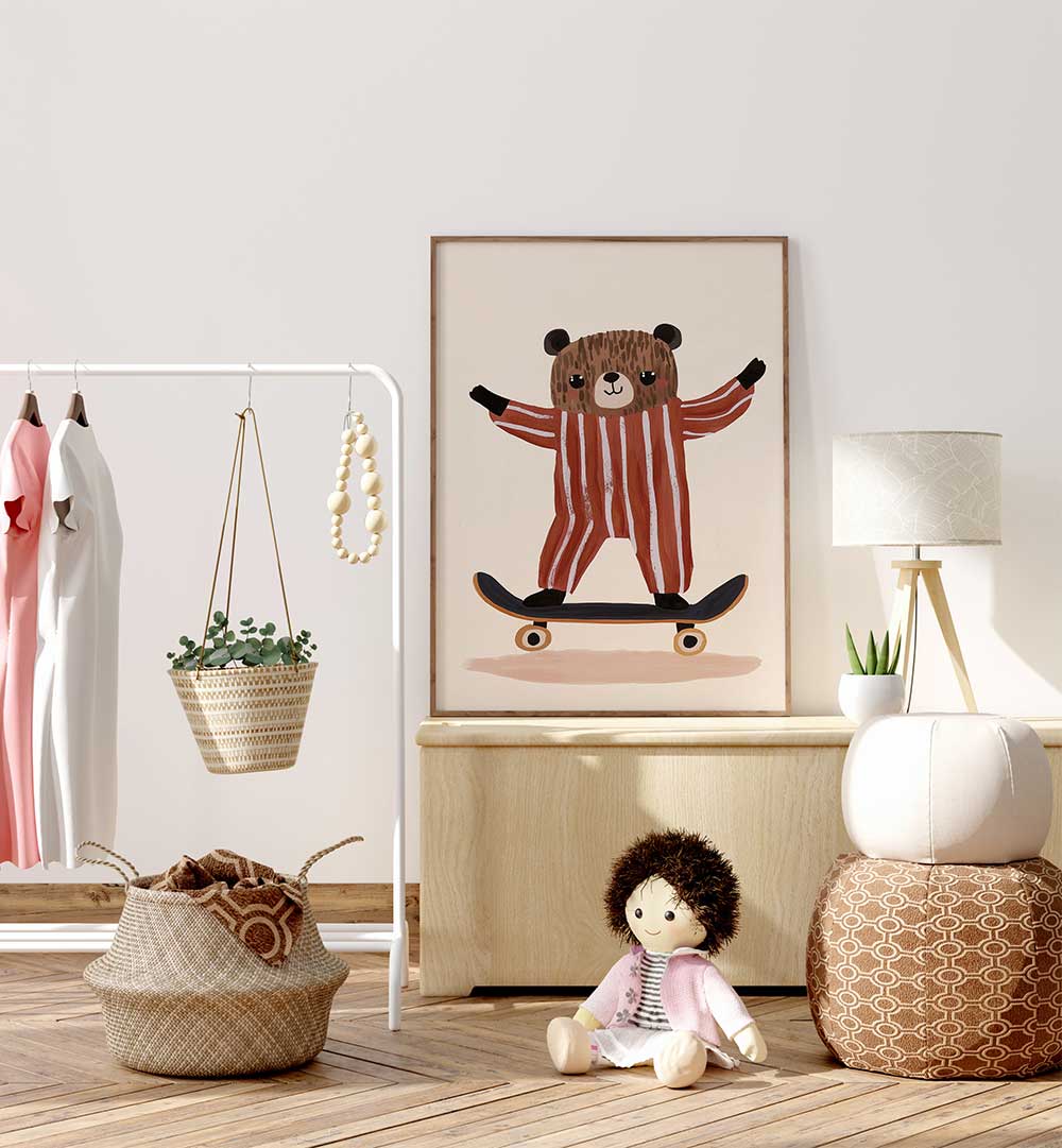 SKATER BEAR JOY , KIDS ROOM PAINTINGS