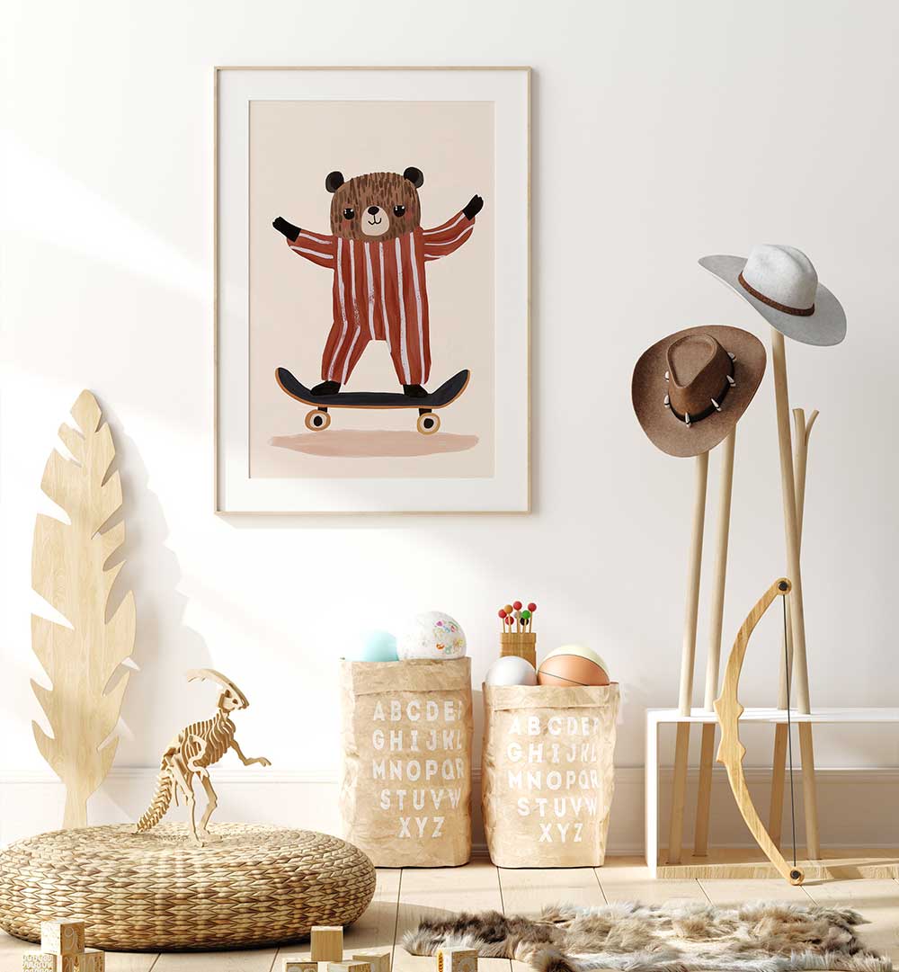 SKATER BEAR JOY , KIDS ROOM PAINTINGS
