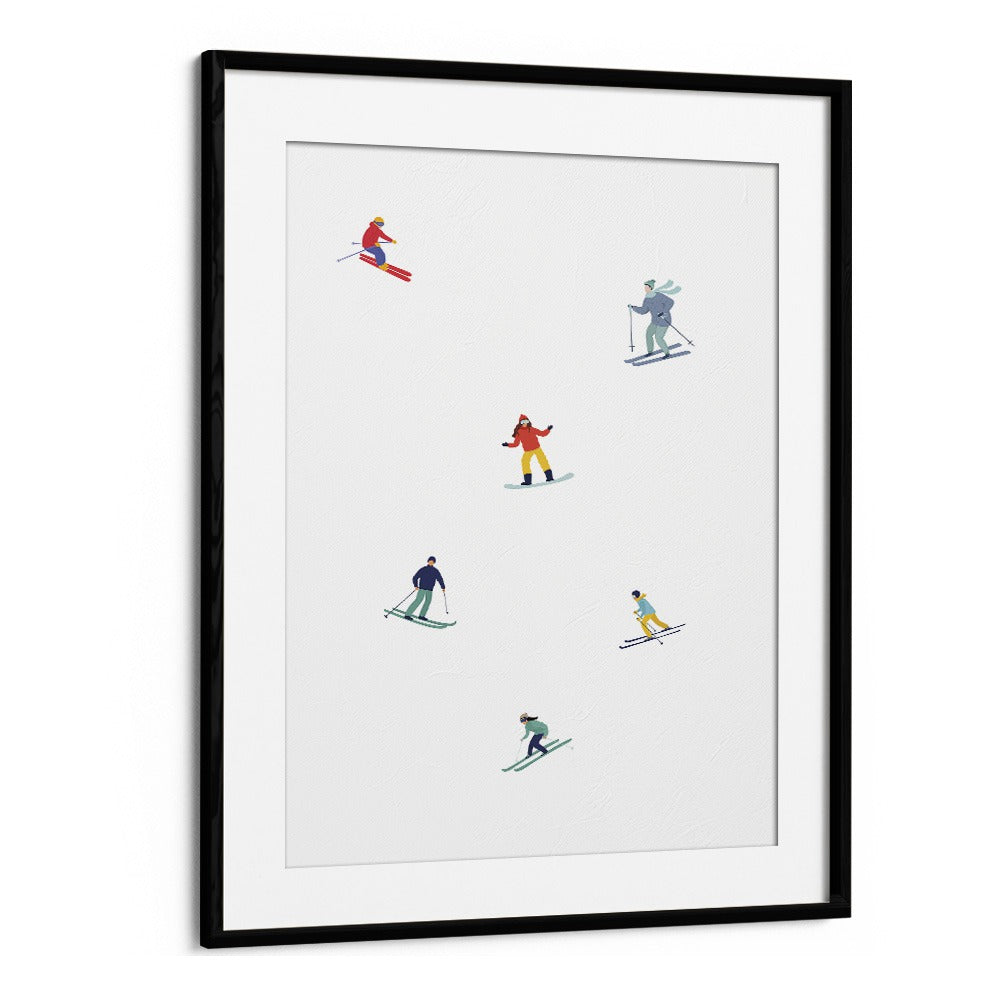 Ski on ice Sports Art Artwork in Black Frame With Mount