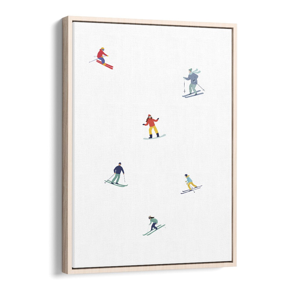 Ski on ice Sports Art Artwork in Oak Wood Floater Frame