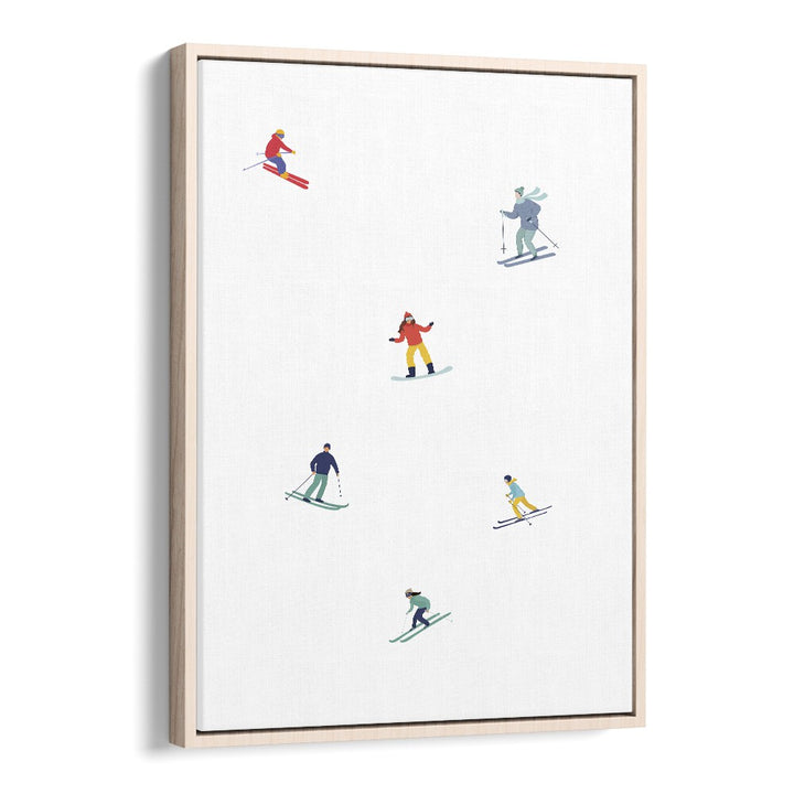 Ski on ice Sports Art Artwork in Oak Wood Floater Frame