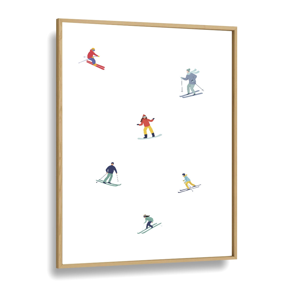 Ski on ice Sports Art Artwork in Oak Wood Plain Frame