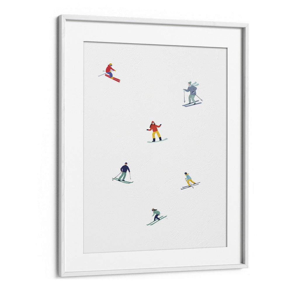 Ski on ice Sports Art Artwork in White Frame With Mount