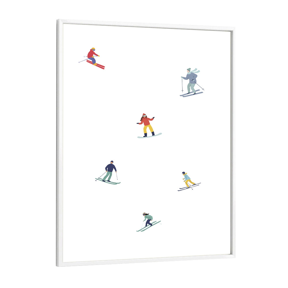 Ski on ice Sports Art Artwork in White Plain Frame