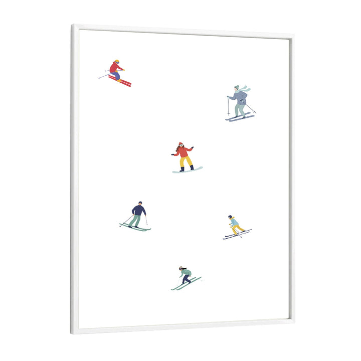 Ski on ice Sports Art Artwork in White Plain Frame