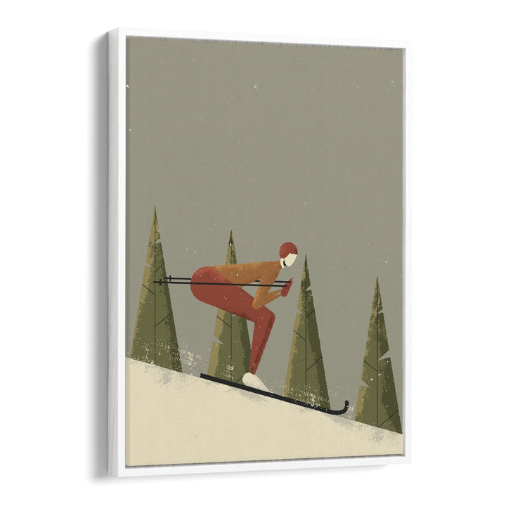 Skiing Sports Art Artwork in White Floater Frame