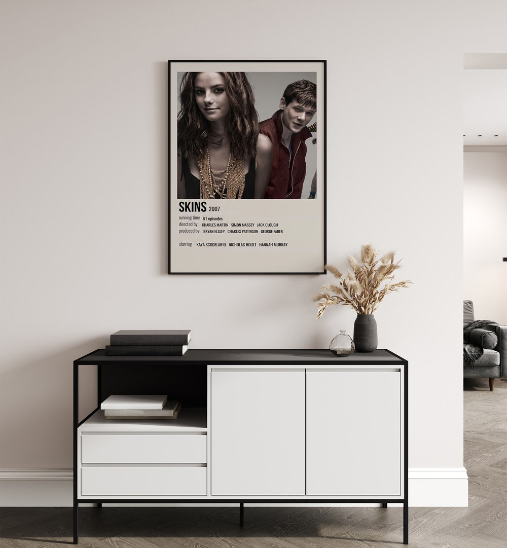 SKINS 2007 MOVIE POSTERS in Black Plain Frame hanging on wall above study table