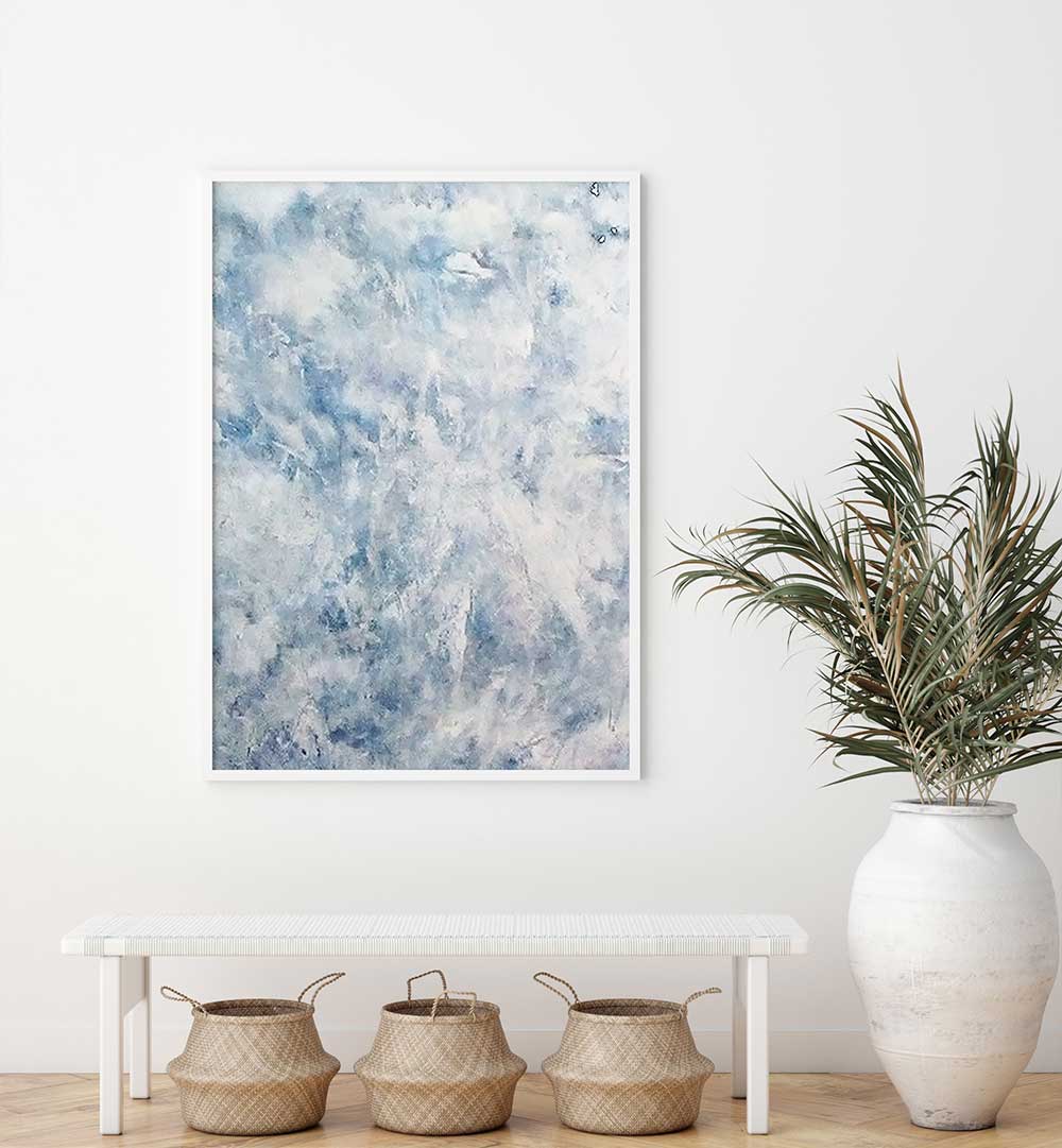 Transform your space with SNOW STORM, ABSTRACT PAINTINGS, featuring calming hues for modern home decor.