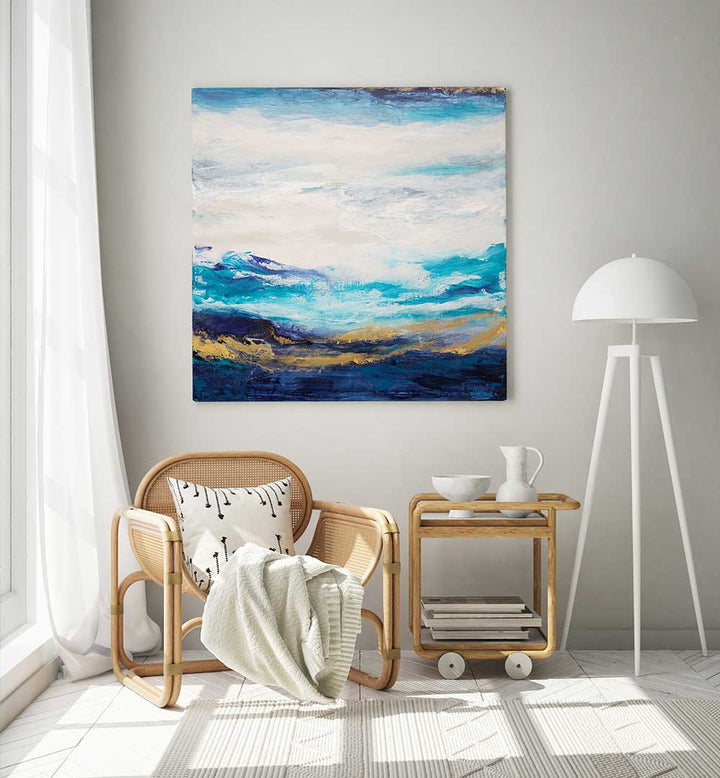 SOFT BLUE AND GOLDEN TONES , ABSTRACT PAINTINGS