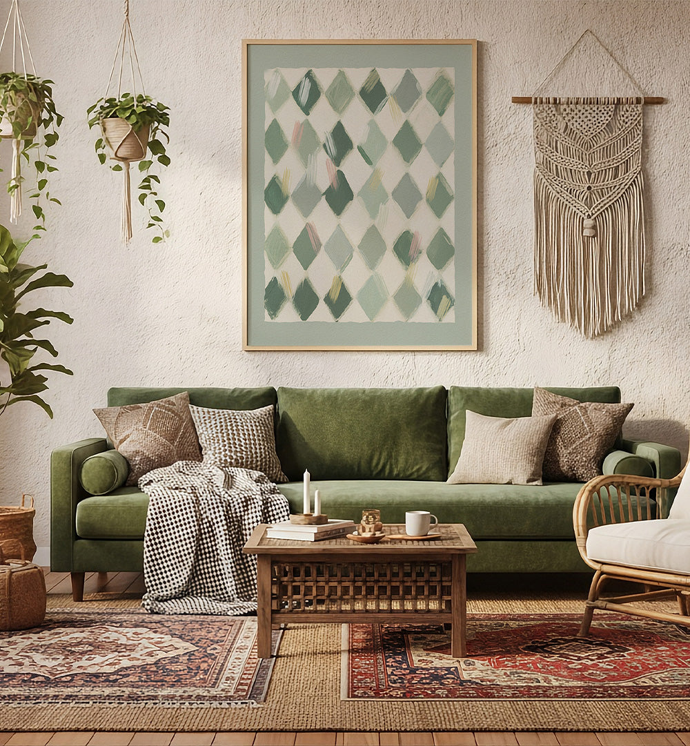 SOFT GREEN DIAMOND PATTERN