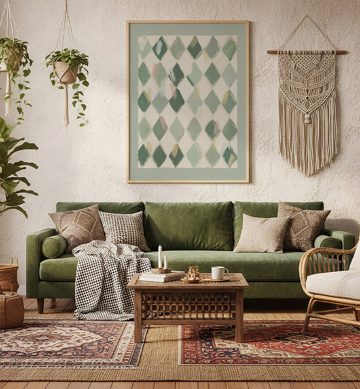 SOFT GREEN DIAMOND PATTERN