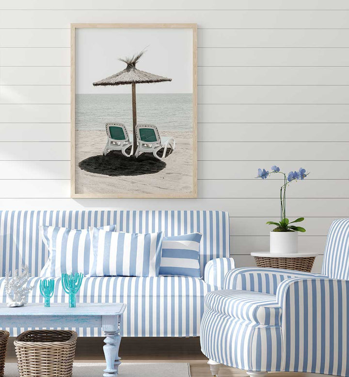 Relaxing beach scene featuring SOLARIS II, BEACH PAINTINGS, perfect for enhancing coastal home decor.