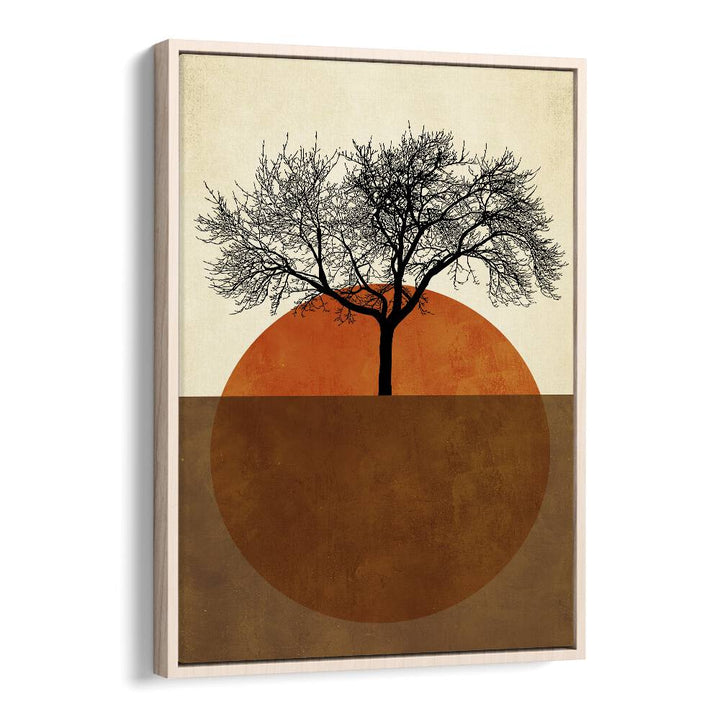 Sommermorgen Landscape Art Artwork in Oak Wood Floater Frame