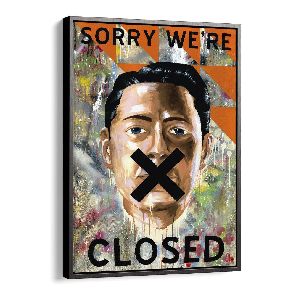 Sorry We're Closed Pop Art Artwork in Black Floater Frame