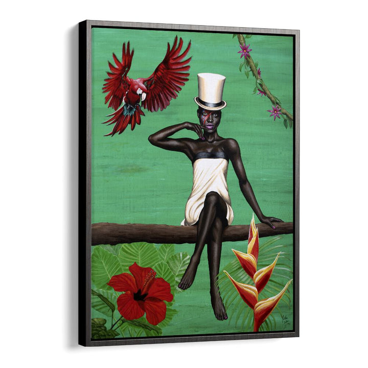 SOUL REBEL REBEL BY CHRISTIAN BEIJER AFRICAN ART in Black Floater Frame