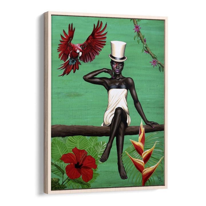 SOUL REBEL REBEL BY CHRISTIAN BEIJER AFRICAN ART in Oak Wood Floater Frame