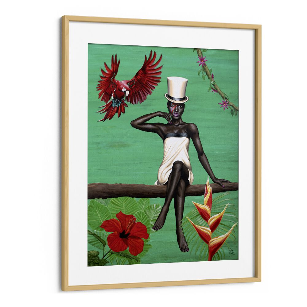 SOUL REBEL REBEL BY CHRISTIAN BEIJER AFRICAN ART in Oak Wood Frame With Mount