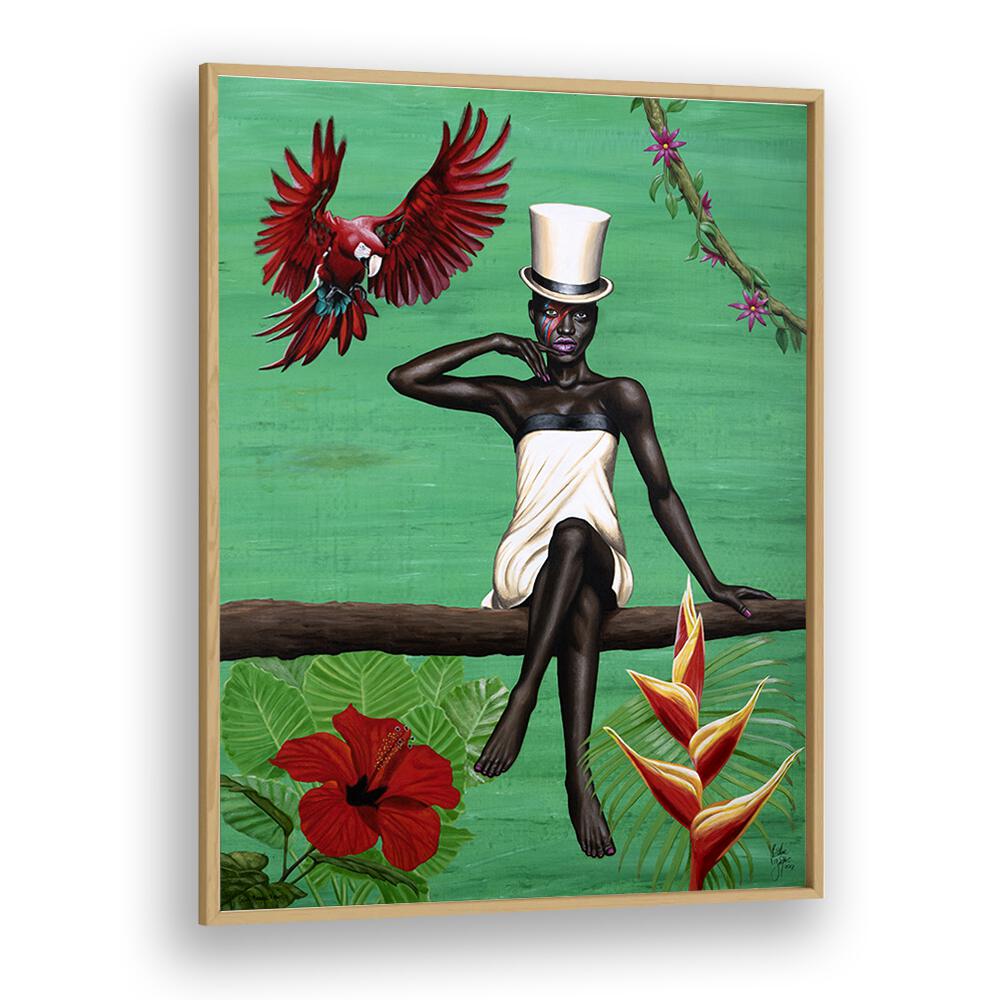 SOUL REBEL REBEL BY CHRISTIAN BEIJER AFRICAN ART in Oak Wood Plain Frame